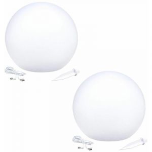 Lumisky Lot de 2 Boules lumineuses solaire flottante à piquer ou à poser LED blanc/multicolore SOLSTY ?30cm