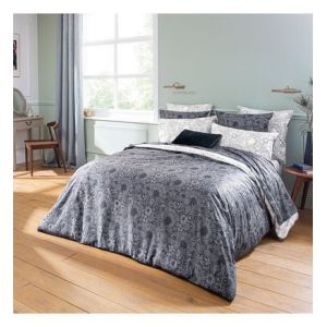 Housse de couette percale de coton 80 fils/cm² marine Guipures