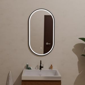 LOMAZOO Miroir salle de bain lumineux, anti-buée, Hamburg avec LED 50 x 90 cm doré ovale