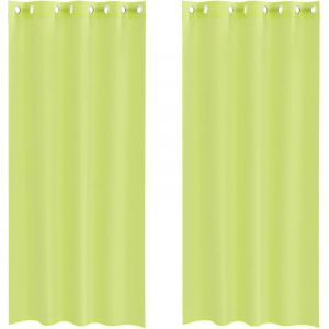 Image de VidaXL Rideaux en voile avec œillets 2 pcs vert pomme 140x225 cm