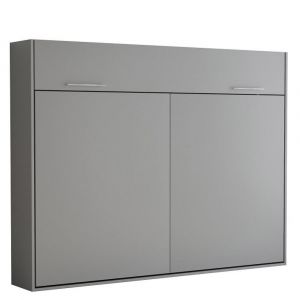 Inside75 Armoire lit escamotable VERTIGO gris mat couchage 160*200 cm - gris