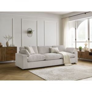 Bobochic Canap&eacute; droit fixe Canap&eacute; droit fixe 4 places belair velours c&ocirc;tel&eacute; Beige - Beige