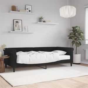 VidaXL Lit de Jour avec Matelas, Canapé-lit, Lit d'Invité, Meuble de Chambre à Coucher Salle de Séjour, Moderne, Noir 90x200 cm Velours