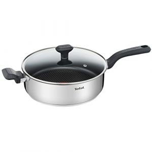 Tefal Comfort Max Sauteuse 26 cm + couvercle verre, Induction, Acier inoxydable haute qualité, Revêtement antiadhésif, Indicateur de température Thermo-Spot, Poignée thermo-isolée G7263344