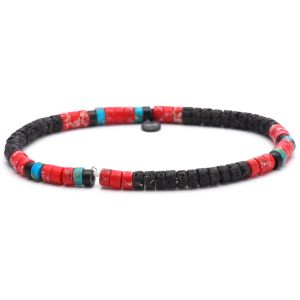 Bracelet Perles Heishi 4mm Pierre Jaspe Rouge Pierre De Lave Turquoise