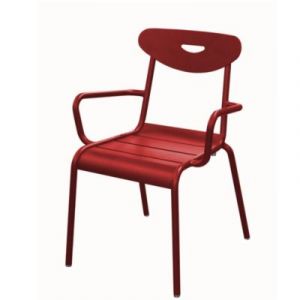 Proloisirs Fauteuil Empilable En Aluminium ? Smiley ? Structure Tube Rond &Oslash; 25 Mm ? Coloris Rouge