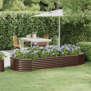 VidaXL Jardinière de jardin Acier enduit de poudre 249x100x36cm Marron