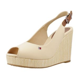 Tommy Hilfiger Femme Chaussures Semelles Compensées Espadrilles Iconic Elena Sling Back Wedge Talon Compensé, Beige (Harvest Wheat), 41