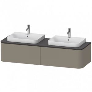 Duravit Happy D.2 Plus Meuble sous-lavabo pour console murale, 1600x550 mm, 2 tiroirs, pour 2 lavabos sur le dessus, Couleur (avant/corps): Gris