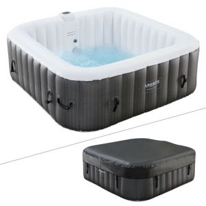 Arebos Spa Gonflable In-Outdoor Whirlpool Piscine Massage bien-être 185x185cm - Grey