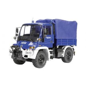 On Modellsport MB Unimog U300 THW 1:12 Auto RC électrique Véhicule dintervention 100% RtR 2,4 GHz avec accu, chargeur et piles pour lémetteur