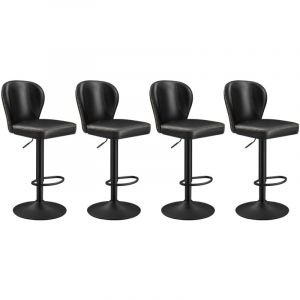 Tabourets de bar pivotant à 360° lot de 4 hauteur réglable noir