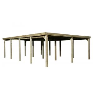 Weka Carport bois double 618 T3_ poteaux 12x12, couverture PVC