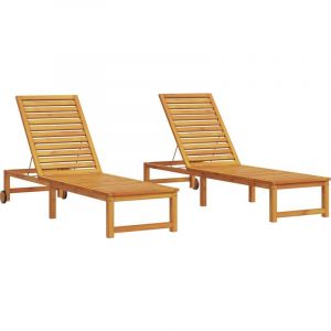 VidaXL Chaises longues 2 pcs Bois massif d acacia