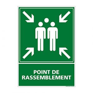 Image de Signaletique.biz France - Panneau Point de Rassemblement. Panneau d'Évacuation. Signalétique Point de Rassemblement. Sticker, Panneau pvc ou Alu