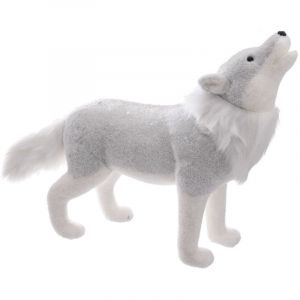 D&eacute;co de No&euml;l Loup bicolore blanc et gris 60 x 45 cm