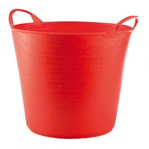 RED HOG Container Bucket Basket Flexible Flexi Multifunctional, Ecurie, Jardin, Garage, Alimentation Animale, Stockage, Transport, Arrosage, Lavage, Résistance 120 kg, 34x29,5x26,5cm 26L Rouge