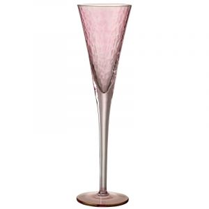 J-Line Flute à champagne en verre irrégulier rose H28cm