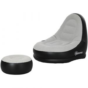 Outsunny Fauteuil gonflable ultra détente avec repose-pieds PVC flocage grand confort