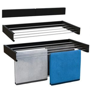 Vonia - &Eacute;tendoir &agrave; Linge Mural Pliable S&eacute;choir &agrave; Linge Rabattable 80x40 cm 4 m de S&eacute;chage Noir