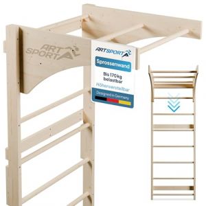 ArtSport Support mural avec barre d'étirement - Réglable - Jusqu'à 170 KG - Bois naturel