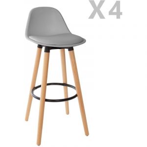 Atmosphera 4 Tabourets de bar scandi Maxon - H. 92 cm - Gris