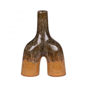 Table passion Vase 2 pieds Menoni 21x30 cm - Marron - Céramique