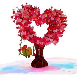 Carte pop-up 3D arbre en forme de cœur avec oiseaux romantique pour anniversaire de mariage anniversaire amour faite à la