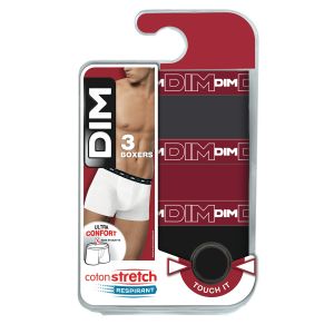 DIM Boxer Homme Noir/rouge/gris T2 - Le Lot De 3 Boxers