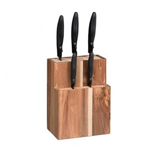 Relaxdays 10027600 Bloc Acacia Non Garni, Porte Bois, Rangement Couteaux Universel HLP 24x18x11,5cm, naature