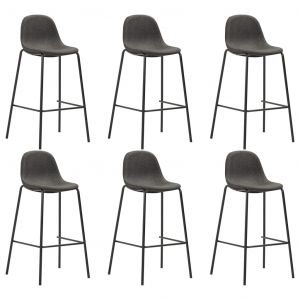 VidaXL Chaises de bar 6 pcs Gris foncé Tissu