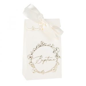 10 Sachets cadeaux baptême en papier - Couleur Blanc