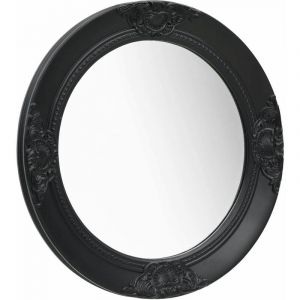 Décoshop26 Miroir mural rond style baroque 50 cm Noir DEC022889