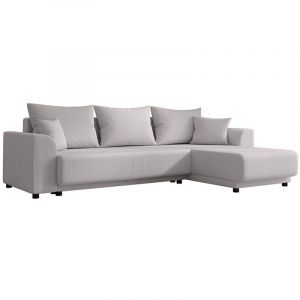 Canap&eacute; d'angle velours 4 places gris clair