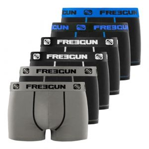 Freegun Boxer Enfant Coton, Calecon Garçon, Confortable et Hypoallergénique (Lot de 6) 14 ans/16 Ans