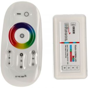 JANDEI - Contrôleur sans fil pour bandes LED RVB 12V ou 24V, télécommande tactile. Changement de couleurs, vitesse et luminosité avec molette coulissante, portée 20 mts