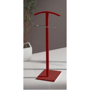 Image de Pegane Valet de Nuit simple Rouge en hêtre massif sur socle carré, 46 x 32 x 112 cm -