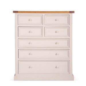 Décoration d'Autrefois Commode 7 Tiroirs Bois Blanc 108x45x122cm