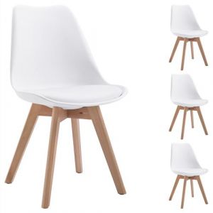 Idimex Lot de 4 chaises scandinaves ABBY, en synth&eacute;tique blanc