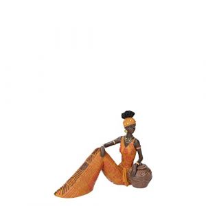 Vacchetti Statue en céramique pour Femme Afrique Assise, Multicolore, Moyen