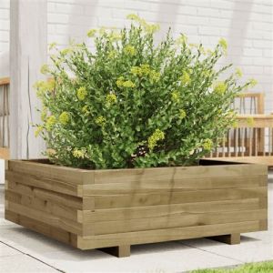 VidaXL Jardinière 70x70x26,5 cm bois de pin imprégné, jardinière d'extérieur, bac à fleurs, boîte à plantes, jardinière de terrasse