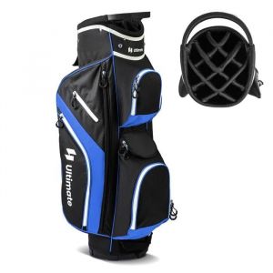 Costway Sac De Golf Trépied Avec 14 Compartiments Supérieurs, 9 Poches, Glacière, Compartiment À Chaussures, Porte-Parapluie Bleu