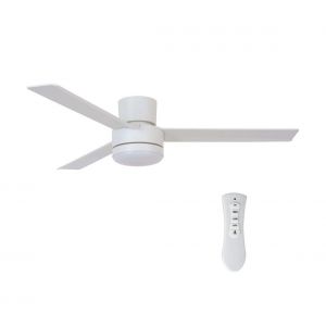 Image de Boutica-design Bayside Lagoon CTC Ventilateur de plafond et plafonnier LED Plastique ABS 23 W Blanc Diamètre 132 cm