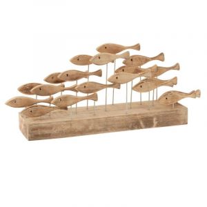 Prix Statue Déco en Bois 19 Poissons 72cm Naturel