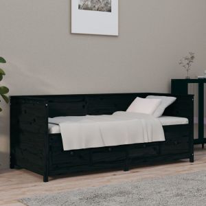 VidaXL Lit de jour Noir 90x190 cm Bois de pin massif - Black
