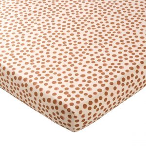 Drap housse en coton imprimé beige rose DR. GILI