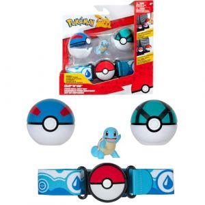 Bandai Pokémon - Ceinture Clip 'N' Go - 1 Ceinture, 2 Poké Balls et 1 Figurine Carapuce 5 cm - Accessoire pour se déguiser en Dresseur Pokemon - Ceinture Carapuce - Jouet Enfant 4 Ans et + JW3161