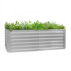 Blumfeldt High Grow Straight - Potager surélevé 200 x 60 x 100 cm (LxHxP), 1200 litres, acier galvanisé - Argent