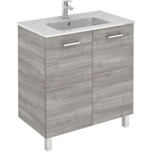 Ensemble meuble SAPHIR SLIM (80 cm) - Mod&egrave;le en 2 PORTES - 1 vasque - Lg 80 cm - Finition : Gris sabl&eacute;