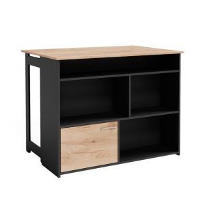 Table de bar Dominic, Ch&ecirc;ne de force dor&eacute;, 116 x 37 cm 4x compartiments ouverts et 1x porte, Vicco